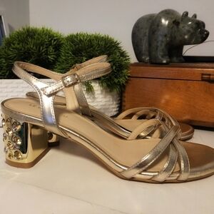 Le Chateau Gold Strappy Sparkly  Sandals Size 7.5